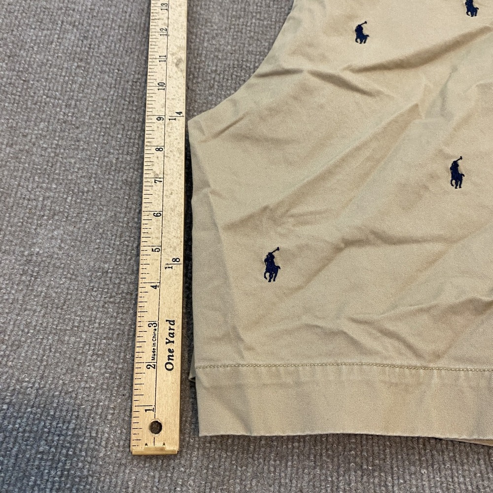 Polo Ralph Lauren Shorts Mens 32 Beige Embroidered Logo Stretch Chino 9" Inseam - Picture 8 of 9